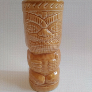 Vintage Tiki Mug Vase Light Brown Hing Wah Co